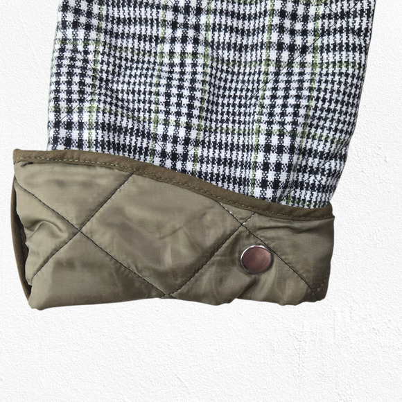 Zara Olive Plaid Quilted Equestrian Riding Jacket with Snap Pockets Size Small - Picture 12 of 13